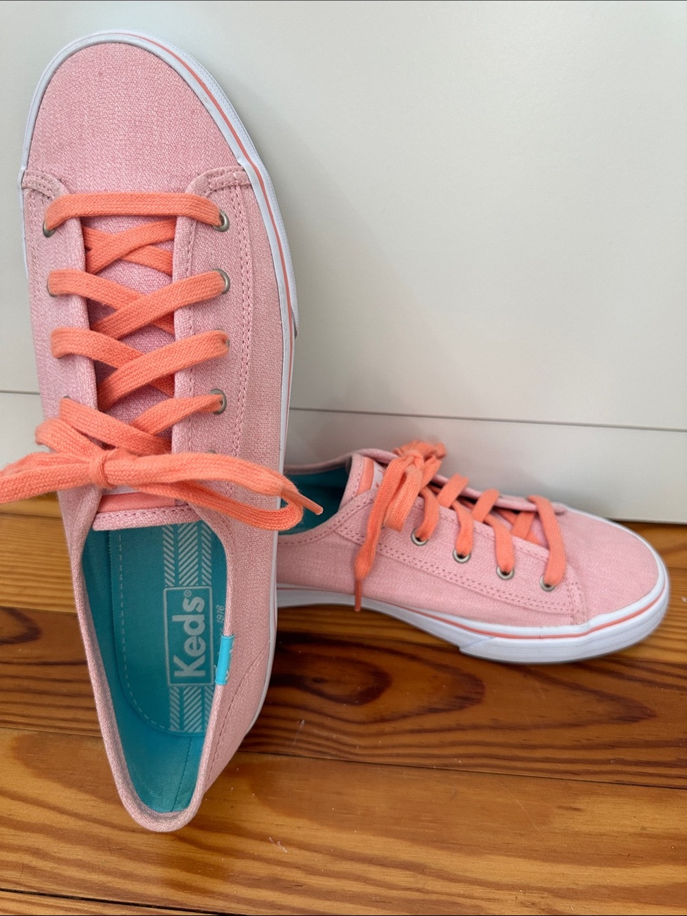 Keds Pink Canvas Sneakers with Coral Laces